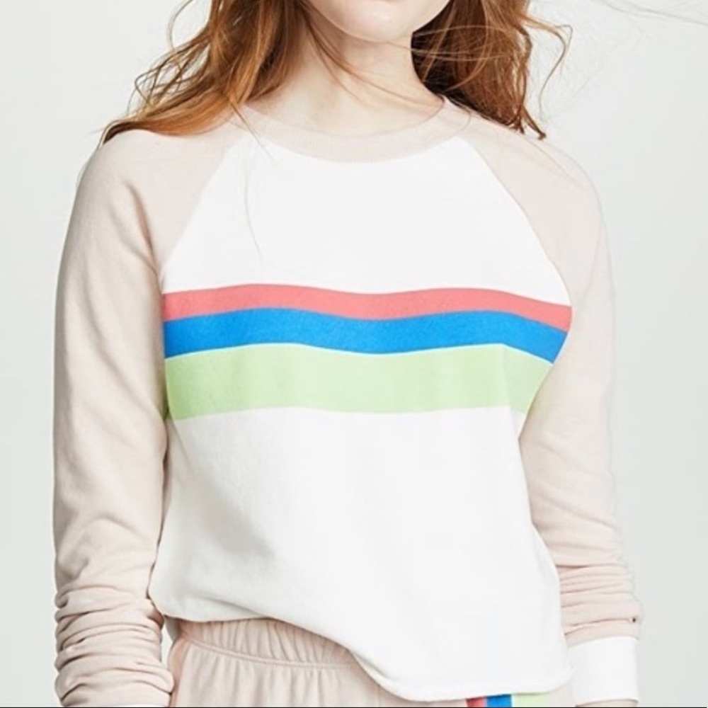 🎉HP Wildfox Beachhouse Striped Cropped Sweatshirt - Picture 3 of 11